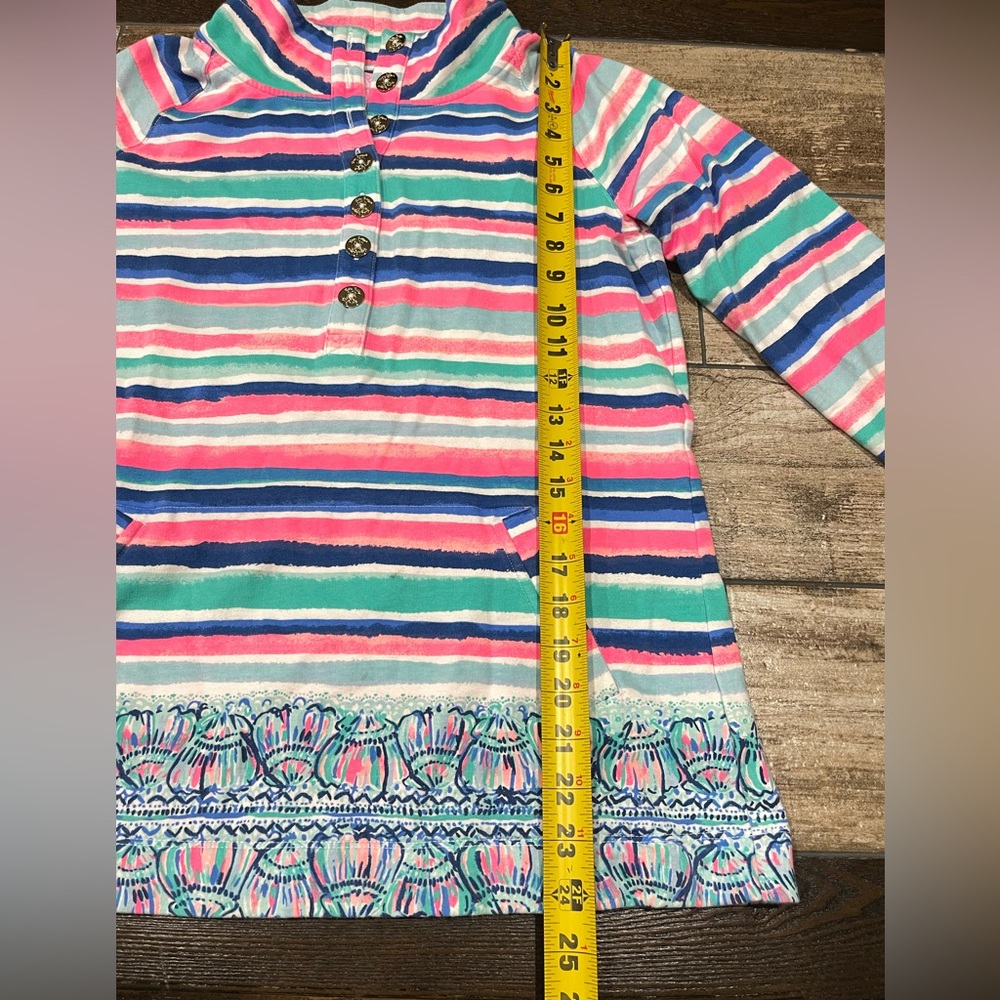 LILLY PULITZER Captain Popover Sandy Shell Stripe Button Front Pullover Size M - Picture 8 of 8
